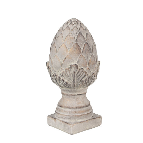 Clayre &amp; Eef | Decoratie Beeld Dennenappel Grijs &oslash; 12x26 cm | 6TE0545S