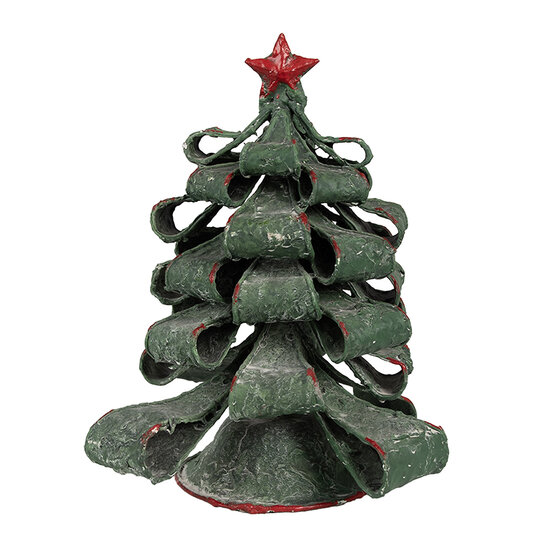 Clayre &amp; Eef | Kerstdecoratie Kerstboom Groen Rood &oslash; 21x24 cm | 65870