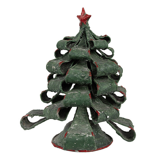 Clayre &amp; Eef | Kerstdecoratie Kerstboom Groen Rood &oslash; 21x24 cm | 65870