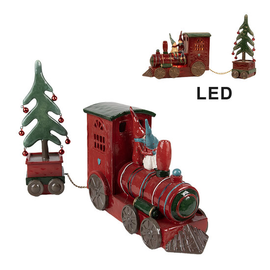 Clayre &amp; Eef | Decoratie Trein met LED Rood Groen 30x7x21 cm / 2x AAA | 6PR4239