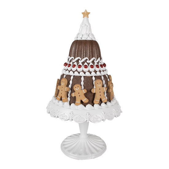 Clayre & Eef | Decoratie taart Bruin Wit ø 29x52 cm | 6PR4247