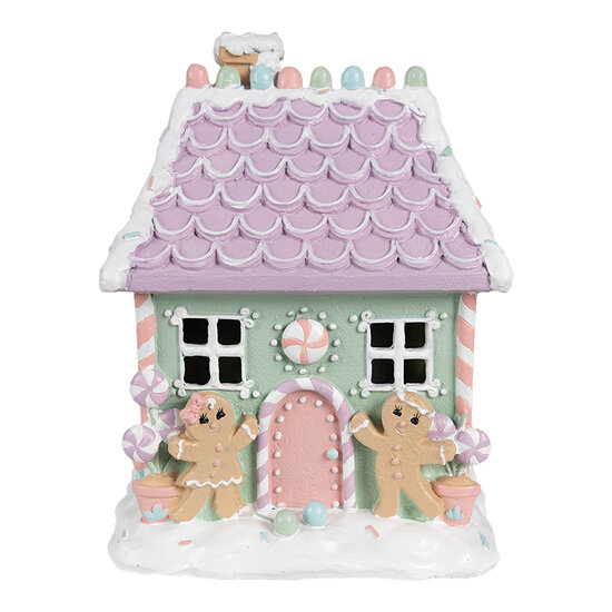 Clayre &amp; Eef | Decoratie Huis Groen Roze Paars 17x14x21 cm | 6PR4267