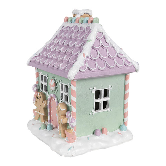 Clayre &amp; Eef | Decoratie Huis Groen Roze Paars 17x14x21 cm | 6PR4267