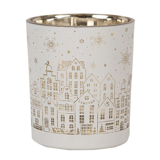 Clayre &amp; Eef | Waxinelichthouder set van 3 Wit &oslash; 7x8 / &oslash; 9x10 / &oslash; 10x12 cm | 6GL4657