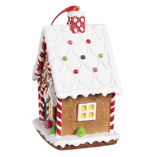 Clayre &amp; Eef | Decoratie hanger Huisje Bruin Wit 7x5x9 cm | 6PR4255