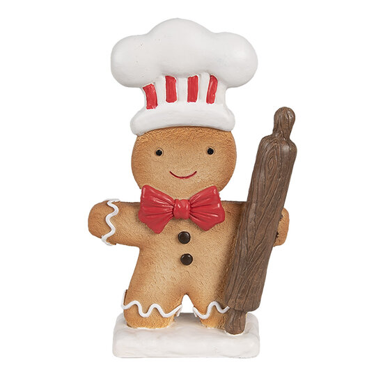 Clayre &amp; Eef | Decoratie peperkoekpop Bruin Wit 11x4x18 cm | 6PR4275