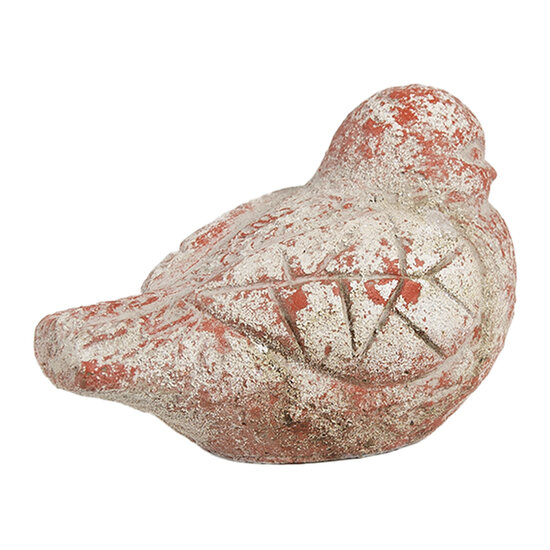 Clayre &amp; Eef | Decoratie beeld Vogel Grijs Rood 14x9x10 cm | 6TE0550