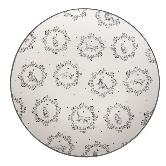 Clayre &amp; Eef | Servies Dinerbord Wit Grijs &oslash; 20x2 cm | LGCDP