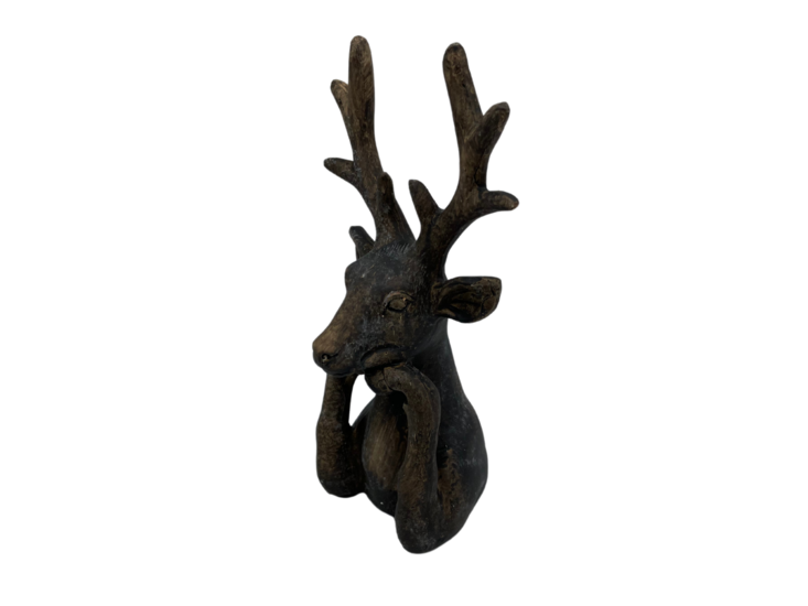 Decoratiebeeld Hert Zen vintage bruin steen maat S 30 x 16 cm | 820615 | Home Sweet Home | Stoer & Sober Woonstijl