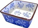 Ovenschaal keramisch vierkant Floral Lace Blue 20 x 20 cm 1,5 liter Maat M | FLB-VK20 | Lavandoux