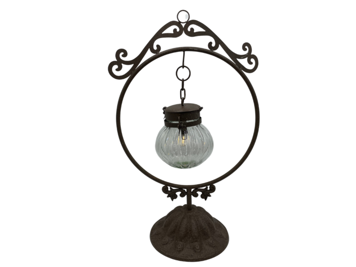 Lantaarn lamp aan metalen standaard bruin timer 56 x 20 cm ijzer | 813040 | Home Sweet Home | Stoer &amp; Sober Woonstijl