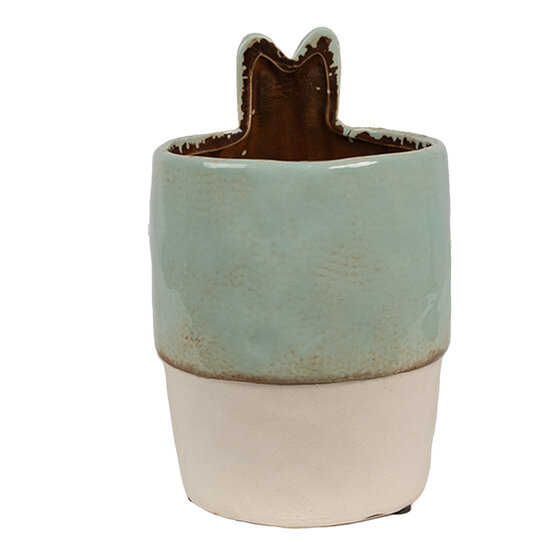 Clayre &amp; Eef | Bloempot Binnen Groen Beige &oslash; 11x17 cm | 6CE1878