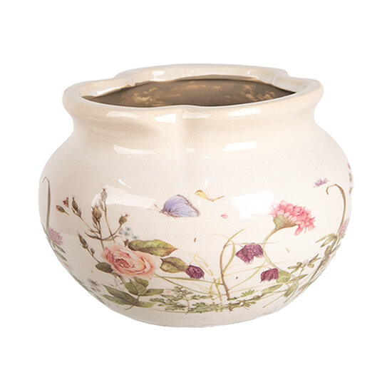 Clayre &amp; Eef | Bloempot Binnen Beige Roze &oslash; 17x12 cm | 6CE1944S