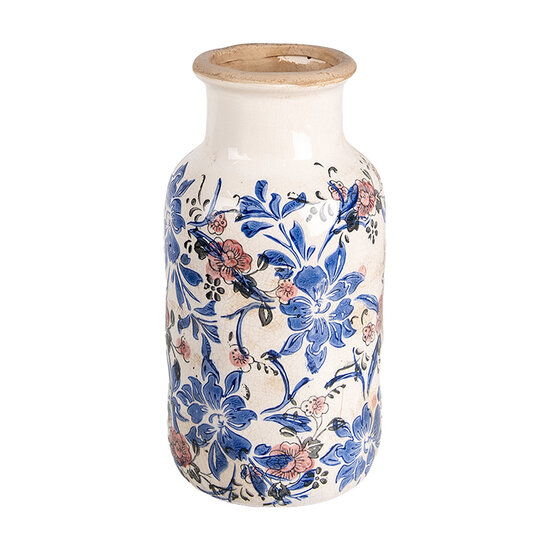 Clayre & Eef | Vaas Beige Blauw ø 14x26 cm | 6CE1928M