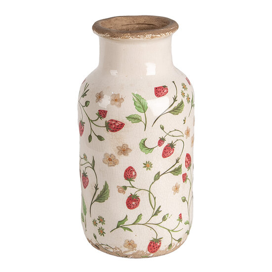 Clayre & Eef | Vaas Beige Rood ø 14x26 cm | 6CE1933M