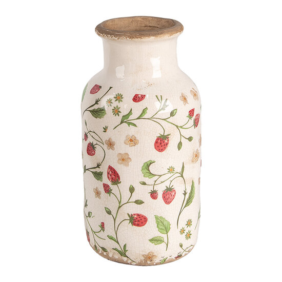 Clayre & Eef | Vaas Beige Rood ø 14x26 cm | 6CE1933M