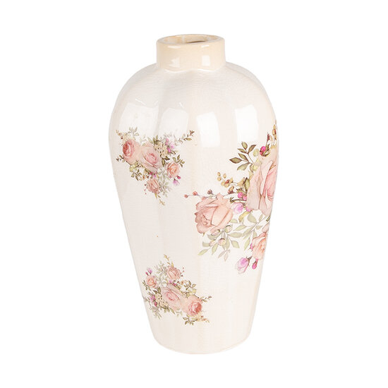 Clayre & Eef | Vaas Beige Roze ø 17x30 cm | 6CE1963S