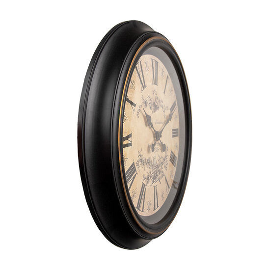 Clayre &amp; Eef | Wandklok Zwart Beige &oslash; 50x5 cm / 1xAA | 6KL0826