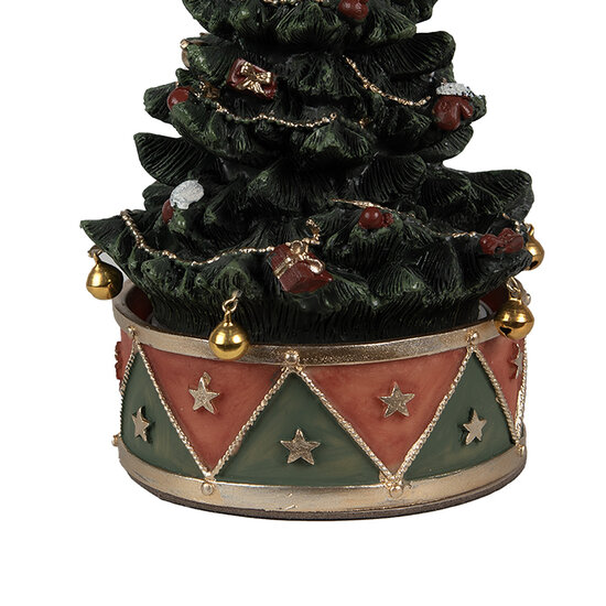 Clayre &amp; Eef | Muziekdoos Kerstboom Groen Rood &oslash; 12x18 cm | 6PR5100