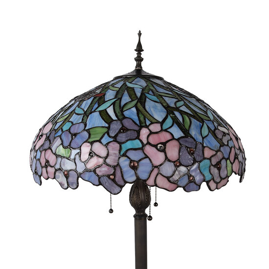 Clayre &amp; Eef | Tiffany Vloerlamp Beige, Roze &oslash; 51x165 cm E27/max 3x60W | 5LL-5453