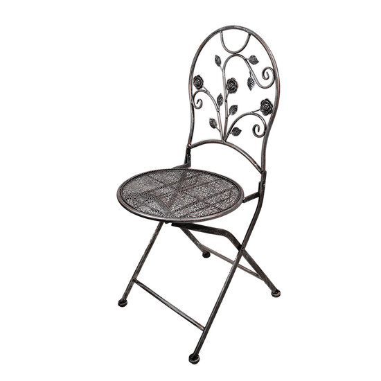 Clayre &amp; Eef | Bistroset Bistrotafel Bistrostoel 3-delig Bruin &oslash; 60x70 / 40x40x94 cm (2) | 5Y1273