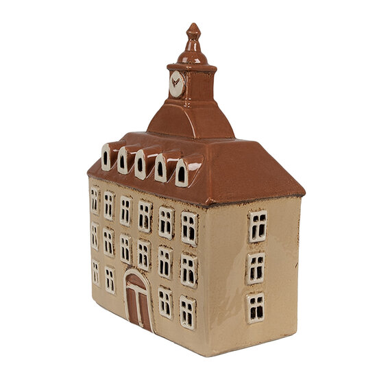 Clayre &amp; Eef | Theelichthouder Kerst Huisje Beige Bruin 20x10x26 cm | 6CE1880