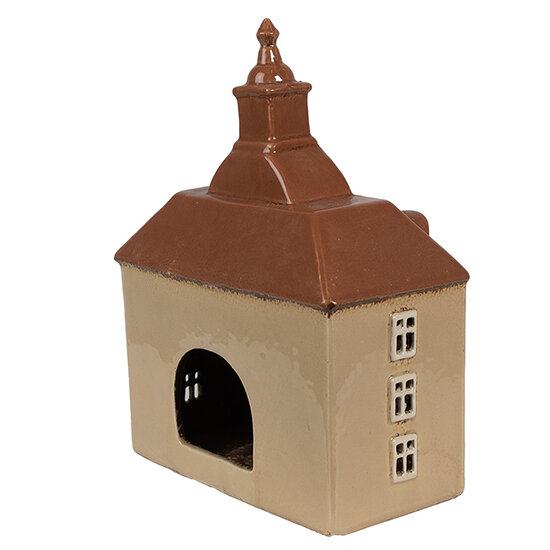 Clayre &amp; Eef | Theelichthouder Kerst Huisje Beige Bruin 20x10x26 cm | 6CE1880
