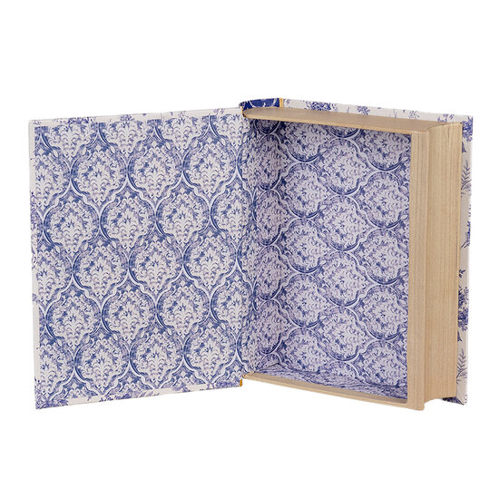Clayre & Eef | Doos in boekvorm Wit Blauw 17x14x5 cm | 66014