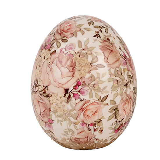 Clayre & Eef | Decoratie Ei Beige Roze ø 10x12 cm | 6CE1920M