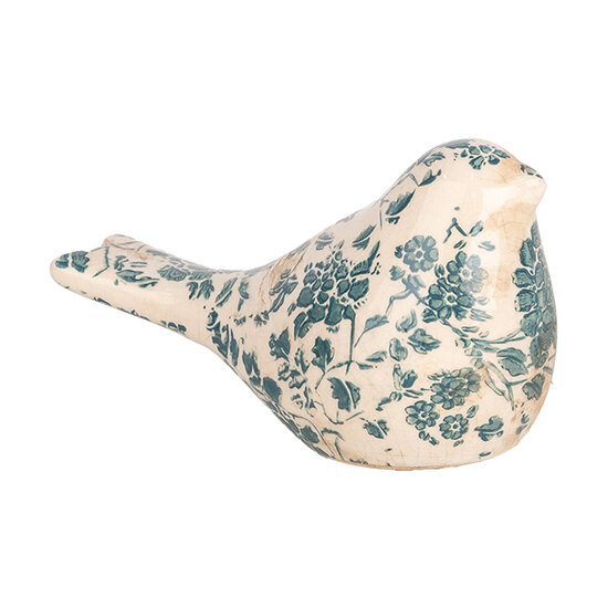 Clayre &amp; Eef | Decoratie beeld Vogel Beige Groen 16x7x9 cm | 6CE1950S