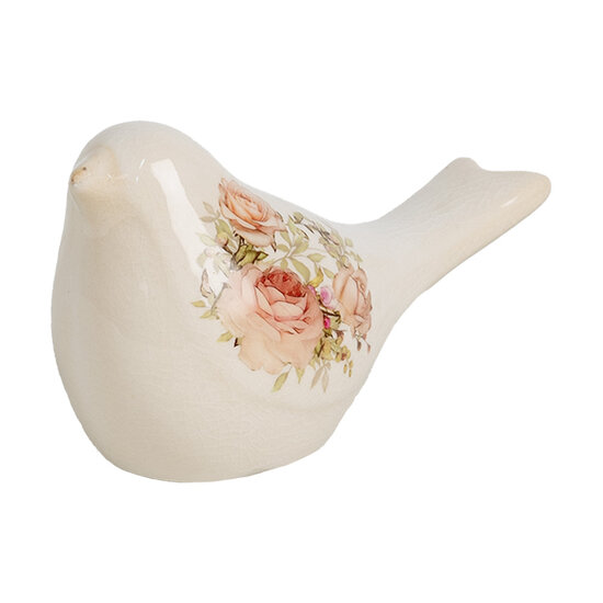 Clayre & Eef | Decoratie beeld Vogel Beige Roze 16x7x9 cm | 6CE1951S
