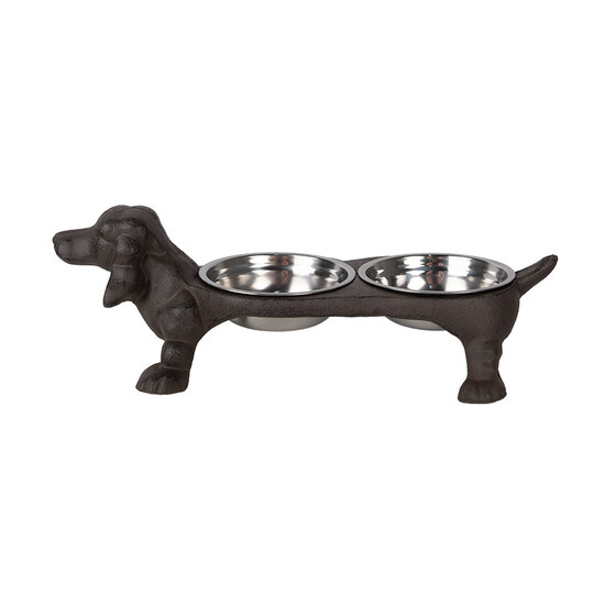 Clayre &amp; Eef | Voerbak Hond Bruin 43x23x13 cm / 2x225 ml | 6Y5642