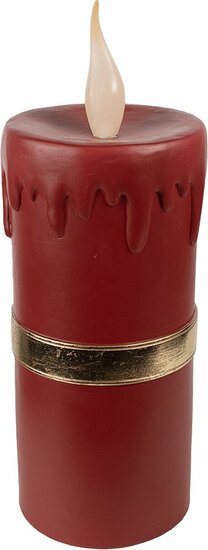 Clayre & Eef | Decoratie kaars met LED Rood Goudkleurig 17x18x44 cm / 3xAA | 6PR4238