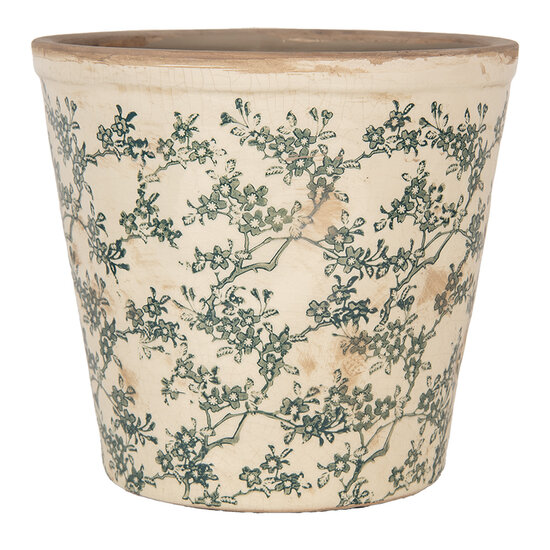 Clayre &amp; Eef | Bloempot Binnen Beige Groen &oslash; 21x20 cm | 6CE1976L
