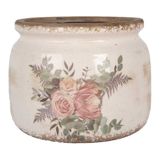 Clayre &amp; Eef | Bloempot Binnen Beige Roze &oslash; 20x15 cm | 6CE1978L
