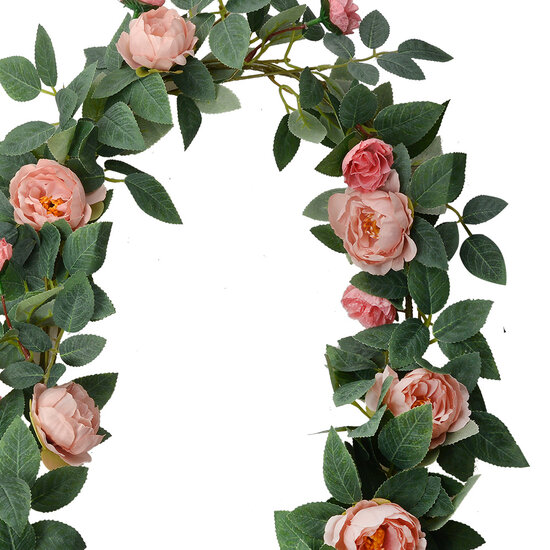 Clayre & Eef | Kunstbloem Roos guirlande Roze 10x10x150 cm | 6PL0322