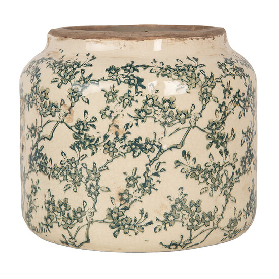 Clayre &amp; Eef | Bloempot Binnen Beige Groen &oslash; 18x16 cm | 6CE1975L