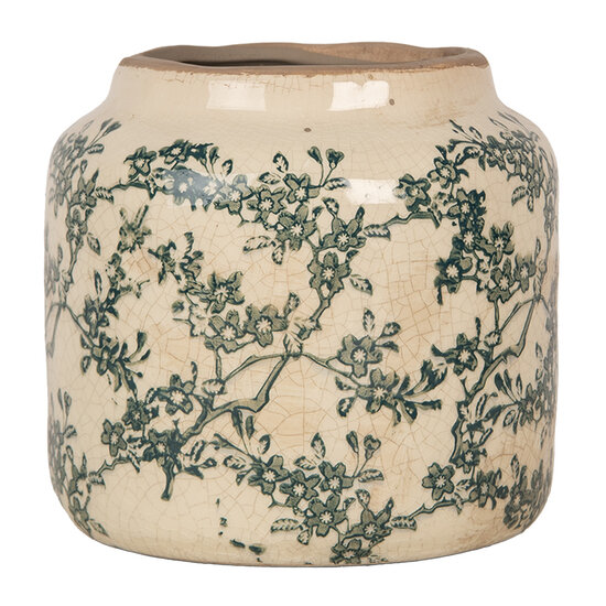 Clayre &amp; Eef | Bloempot Binnen Beige Groen &oslash; 15x14 cm | 6CE1975S