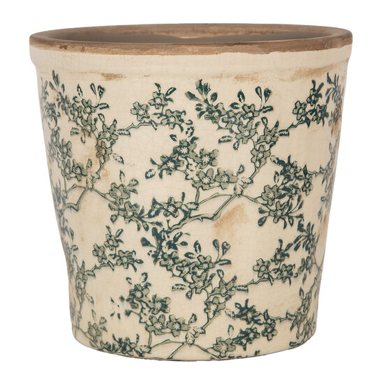 Clayre &amp; Eef | Bloempot Binnen Beige Groen &oslash; 17x16 cm | 6CE1976M