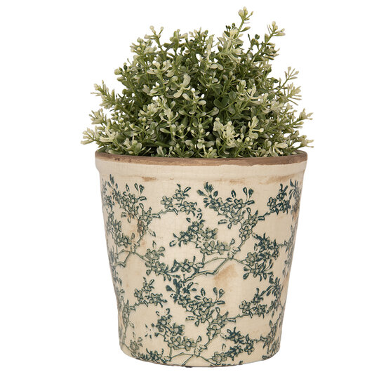 Clayre &amp; Eef | Bloempot Binnen Beige Groen &oslash; 17x16 cm | 6CE1976M