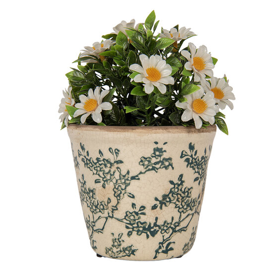 Clayre &amp; Eef | Bloempot Binnen Beige Groen &oslash; 12x11 cm | 6CE1976S