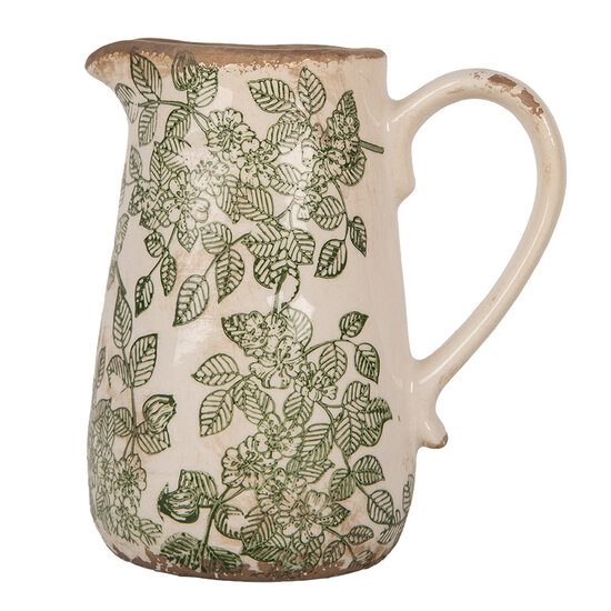 Clayre & Eef | Decoratieve Schenkkan Beige Groen 16x12x18 cm | 6CE1977M