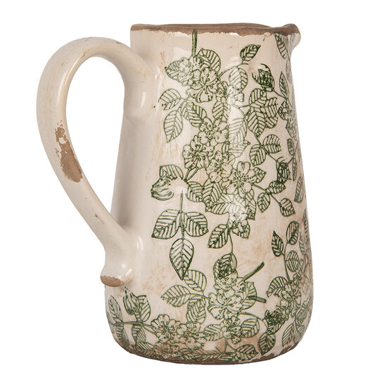 Clayre & Eef | Decoratieve Schenkkan Beige Groen 16x12x18 cm | 6CE1977M