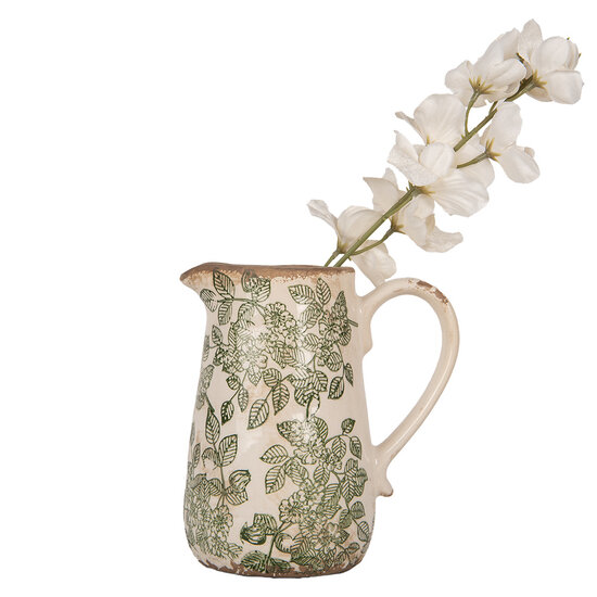 Clayre & Eef | Decoratieve Schenkkan Beige Groen 16x12x18 cm | 6CE1977M