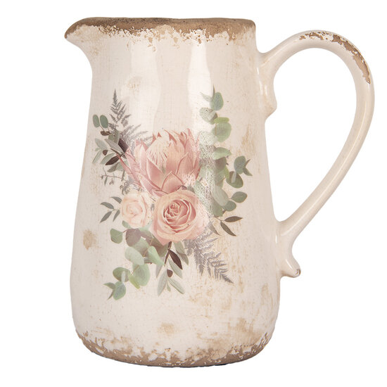 Clayre & Eef | Decoratieve Schenkkan Beige Roze 17x12x18 cm | 6CE1979M