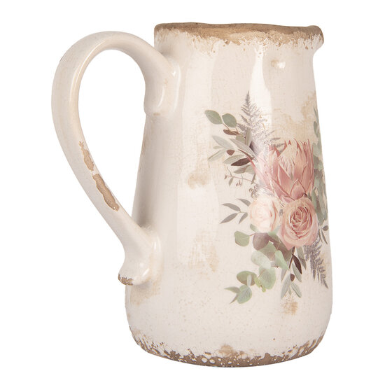 Clayre & Eef | Decoratieve Schenkkan Beige Roze 17x12x18 cm | 6CE1979M