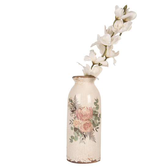 Clayre &amp; Eef | Vaas Beige Roze &oslash; 8x20 cm | 6CE1980L