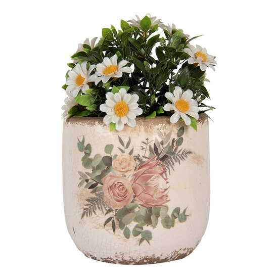 Clayre &amp; Eef | Bloempot Binnen Beige Roze &oslash; 14x13 cm | 6CE1981M