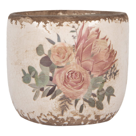 Clayre &amp; Eef | Bloempot Binnen Beige Roze &oslash; 11x10 cm | 6CE1981S
