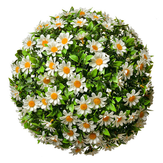Clayre & Eef | Decoratie bol kunstbloem Margriet Wit Groen ø 30 cm | 6PL0324L